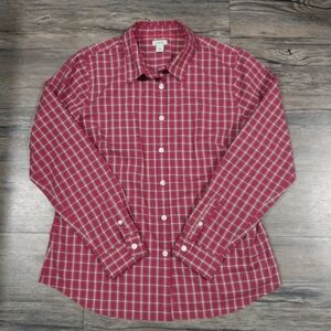 L.L. Bean Red Plaid Shirt Womens Long Sleeve Button Up Top Western Country Wear